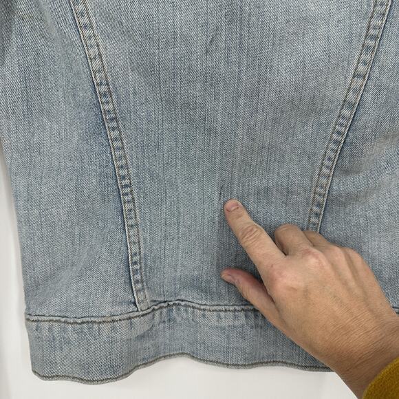 J Brand Jacket Womens XS Denim Atomic Stretch Button Up Distressed 40503225 - Picture 9 of 13
